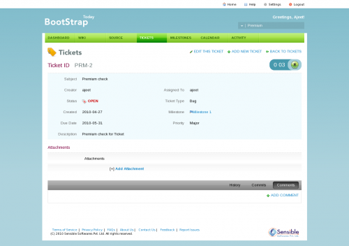BootStrapToday Timer Ticket View